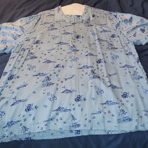 Tommy Bahama Blue Floral Casual Button Down Shirt